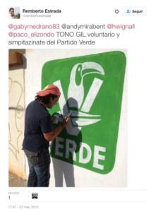"Toño Gil voluntario y simpatizante del Verde", difunde orgulloso 